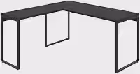 Mesa de Escritório em L Estilo Industrial 1,50mX1,50m Kuadra, Compace, Preto Ônix/Est.Preta