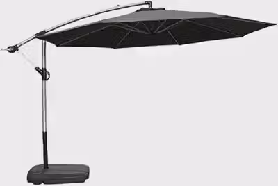 Ombrelone Guarda Sol Sombrero 3x3 Preto em Alumínio Com Base (Guarda sol para Piscina e Jardim).