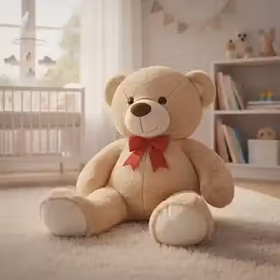 Barros Baby Urso de Pelúcia Gigante Teddy 50 Cm Macio com Laço Vermelho Doce de Leite