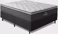 Cama Box Casal Colchão Molas Ensacadas Pillow Top Maximus 138x188x62cm Cinza/Preto Gazin - Suporta até 120Kg por Pessoa