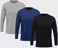 Kit 3 Camisetas Térmicas Proteção UV Manga Longa Masculina Poliéster
