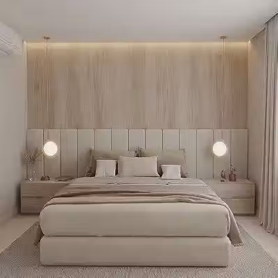 Cabeceiras Estofada Modular Cama Casal King e Super King Painel 2,00mX60cm Módulos Adesivos (Bege)