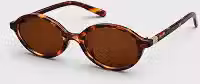 Óculos De Sol Feminino Marrom Oval Retrô com Porta Óculos e Lenço
