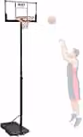 BVX Cesta de Basquete Profissional, Altura Ajustável até 3,05 m, Tabela 97x57 cm, Aro 45 cm, Aço Reforçado, Preto e Transparente