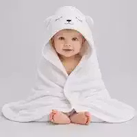 Toalha De Banho Infantil Soft Com Capuz Bichinho Bordado Algodão Toque Extremamente Macio Suave Para Pele do Bebê Recém Nascido, Cobertor Para Recém-Nascidos, Super Absorvente(amarelo bb)quase branco