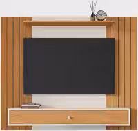 Painel Ripado Para Tv 43 Polegadas Berlim Com Gaveta Casa Jd (Off White Ripado)