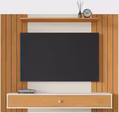 Painel Ripado Para Tv 43 Polegadas Berlim Com Gaveta Casa Jd (Off White Ripado)