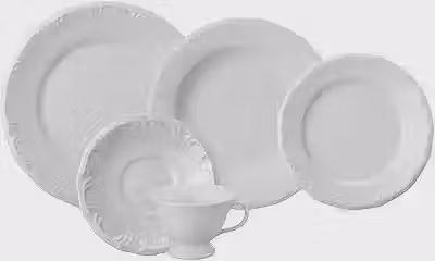 Porcelana Schmidt Pomerode com Relevo Aparelho de Jantar e Chá 20 Peças (Xícara Chá 200 ml), Branca
