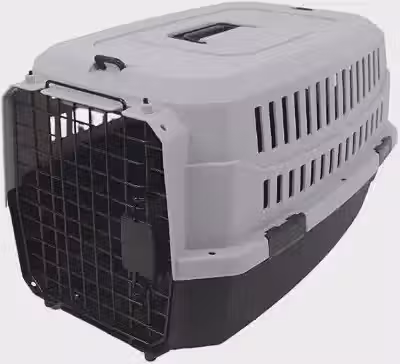 Jambo Pet | Caixa de Transporte para Pets | Plástico e Metal | Grande | Cinza
