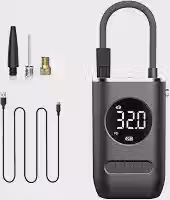 Compressor de ar portátil com inflador de pneu mini com bateria recarregável de 4000 mAh, bomba de pneu sem fio 150 PSI, luz de emergência LED, bomba de ar calibre de pressão para carro bicicleta motocicleta bola inflável