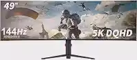 YOGAES Monitor de Jogos Ultrawide de 49 Polegadas Dual QHD (5120x1440) IPS Curvo,3800R. 5K Monitor de 49 Polegadas, 5K. HDR 400, Alto-falantes Integrados, USB-C,VESA 100x100,G-SYNC (144hz)
