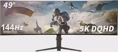 YOGAES Monitor de Jogos Ultrawide de 49 Polegadas Dual QHD (5120x1440) IPS Curvo,3800R. 5K Monitor de 49 Polegadas, 5K. HDR 400, Alto-falantes Integrados, USB-C,VESA 100x100,G-SYNC (144hz)