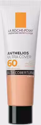 La Roche-Posay, Ultra Cover, Protetor Solar com Cor e Performance de Maquiagem, 12h de cobertura de base em uma única camada, Textura Fluida, Oil free, Toque Seco, FPS60, 30g
