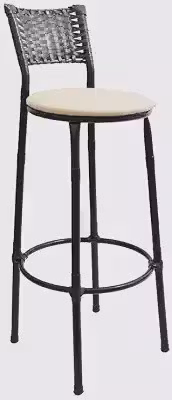 Banqueta Para Cozinha, Balcão e Bancadas Com Encosto Em Junco Café (BEGE)