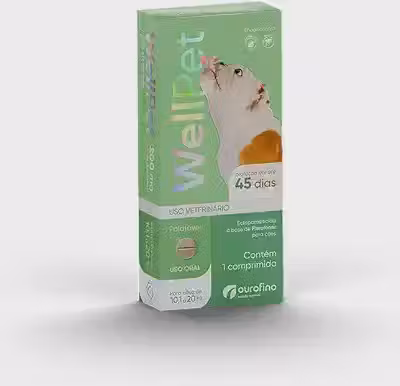 WELLPET - Comprimido Antipulgas e Carrapatos - Cães 10,1 a 20Kg - 200mg - Ourofino
