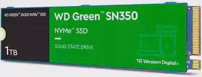 SSD WD Green SN350 1TB NVMe M.2 2280 (Leitura até 2400MB/s e Gravação até 1850MB/s)