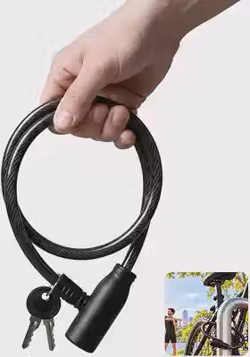 Cadeado Trava Bicicleta Moto 65cm Reforçado Cabo Aço Revestido Antifurto