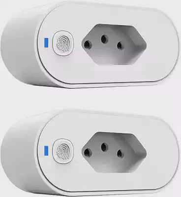 Kit de 2 Tomada Inteligente, Smart Plug Wi-Fi 10A, Casa Inteligente, Ligue ou Desligue seus Eletrodomésticos Através do Celular, com Medidor de Consumo, Compatível com Alexa e Google Assistente