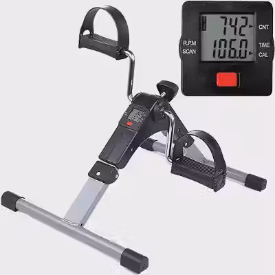 Galera da Bike Mini Bicicleta Estática Digital Portátil Dobrável com Contador de Giros, Tempo e Calorias Queimadas