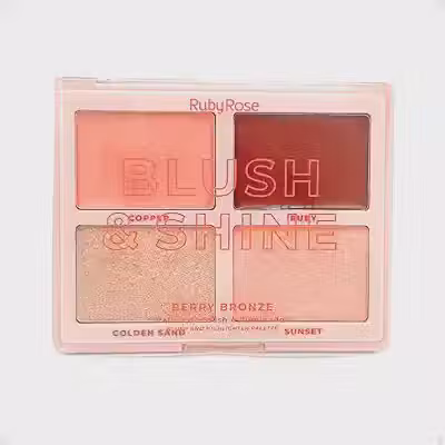 Paleta De Blush E Iluminador Blush Shine Berry Bronze Ruby Rose Hbm1001-2