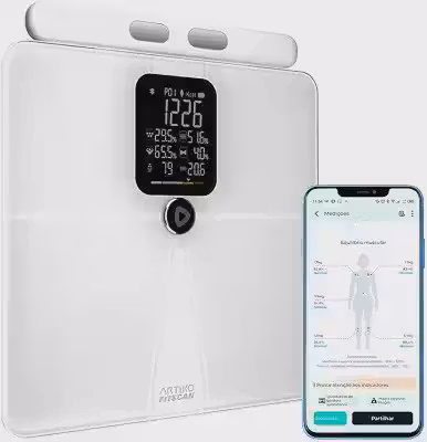 Balança Profissional Bioimpedância Corporal Smart App 180kg Artiko Fitscan 17 Indicadores