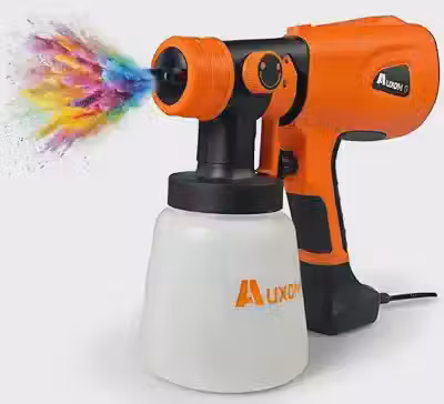 AUXOM Pistola de Pintura Elétrica Profissional 600W, Pulverizador de Tinta com 3 Bicos e Tanque 800ml, Alta Velocidade para Acabamento Uniforme - para Parede, Móveis, Carro e Projetos DIY (220 Volts)