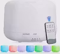 Difusor Aromatizador Ultrassônico Umidificador de Ar Portátil com LED 7 Cores de Purificador de Ambiente, Melhora a Qualidade do Ar, e Proporciona Relaxamento com Aromaterapia (Branco)
