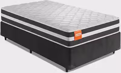 Cama Box Solteiro Colchão Molas Qatar 88x188x60cm Branco/Preto- Suporta até 150Kg