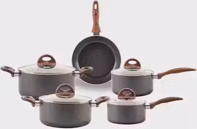 Brinox - Jogo de Panelas Antiaderente Ceramic Life 5 Peças com Fundo de Indução Smart Plus - Granito