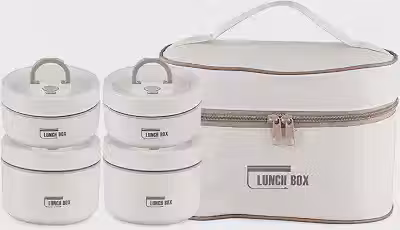 Kit 4 Marmitas Térmicas Inox 304 com Bolsa, 2x440 ml e 2x600 ml