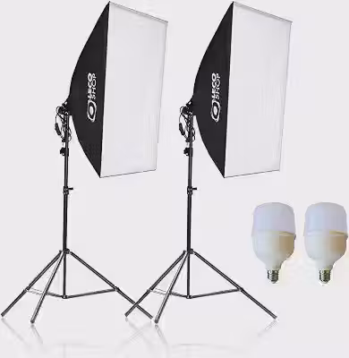 Kit de Iluminação 2 SoftBox 50 X 70 Com Lampadas Led, Luz Continua para foto e vídeo