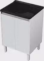 Tanque de Lavanderia 30L com Gabinete MDF 56 cm – Tanque de Lavar Roupas com Esfregadeira Lateral, Válvula e Sifão Inclusos – Amrário Área de Serviço Entregue Montado (Preto)