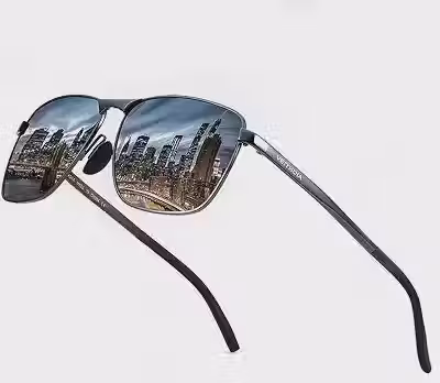 Óculos de sol polarizados retangulares ultraleves para homens – Óculos de sol de pesca com armação de metal 100% proteção UV 2462, Cinza