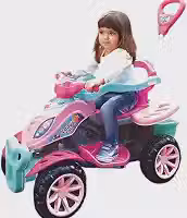 Quadriciclo Infantil 2 em 1, Carrinho de Passeio com Haste e Pedal, Suporte para Pés, Anel de Segurança, Porta Objetos, 51x61x92cm, Para 9 Meses Até 6 Anos, Capacidade 30kg (Menina)