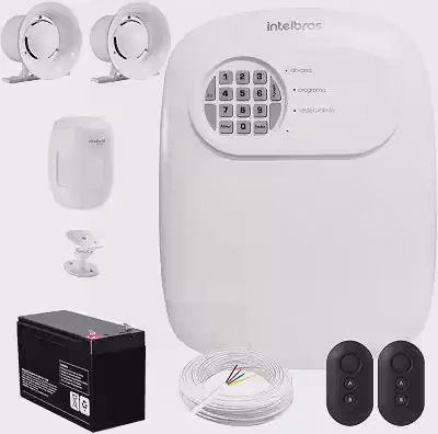 Kit Central de Alarme ANM 24 NET Intelbras + 1 Sensor IVP 3000 CF + Bateria + Sirenes + Cabo