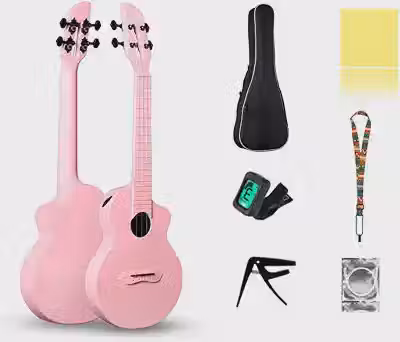 VEDO Ukulele Concerto 23 Polegadas de Fibra de Carbono Rosa - Kit Completo para Viagem com Mochila, Correia, Capotraste, Afinador, Palhetas e Cordas Sobressalentes