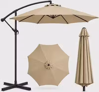 Ombrelone Guarda Sol de Luxo Premium Impermeável Com Haste Lateral 3 Metros Para Piscina Jardim Área Externa