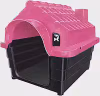 Casa Casinha para Cachorro N3 Plástico Resistente Desmontável Telhado Inclinado Proteção contra Chuva e Vento 48x39x37cm para Cães Pequenos Rosa