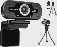 Webookers WB, Webcam USB Full HD 1080P WB com Microfone Ângulo 110° e Tripé