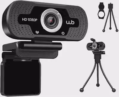 Webookers WB, Webcam USB Full HD 1080P WB com Microfone Ângulo 110° e Tripé