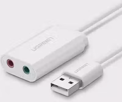 UGREEN Adaptador de placa de som USB para entrada de áudio com fone de ouvido duplo TRS de 3 pólos de 3,5 mm e microfone USB para Aux Conversor de áudio externo de 3,5 mm para Windows Mac Lin