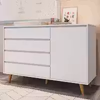 Cômoda Infantil 4 Gavetas com Fraldário Gran Lorena Branco Fosco Carolina Baby