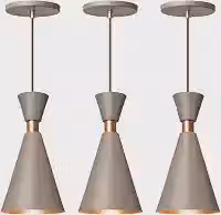 Kit 3 Luminária Pendente Mini Pequim 24 cm para Balcão Bancada Cozinha (Fendi)