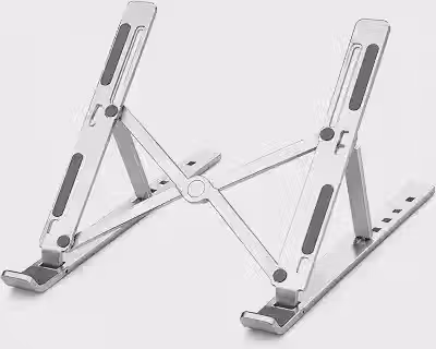 Suporte para Notebook Portátil Dobrável em Alumínio com Regulagem de Altura e Inclinação Ajuste Ergonômico 6 Posições Compatível com Laptop 10 a 17 Polegadas Tablet Livros Celular Leve e Resistente