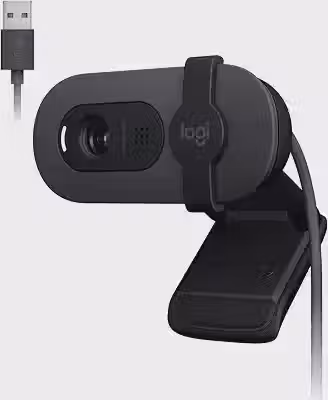Webcam Full HD Logitech Brio 100 com Microfone Integrado, Proteção de Privacidade, Correção Automática de Luz,Câmera Web para Monitor - Grafite
