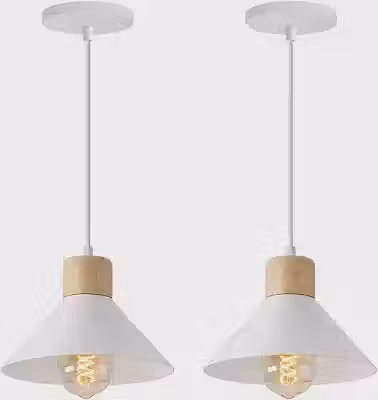 KIT 2 Lustre Luminária Pendente de Teto Moderna Bivolt Lar Sala Cozinha Sala de Jantar Quarto Ilha Bancada Área Gourmet Branco