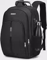 Mochila para Notebook até 17 Polegadas, Antifurto, Impermeável, com Saídas USB e Fone, para Escola, Faculdade, Trabalho ou Viagem - Preta