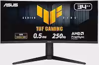 Monitor Gamer Curvo ASUS TUF 34'', WQHD, 250Hz, 0.5ms, Fast VA, FreeSync Premium, Altura Ajustável, Som Integrado, Preto - VG34WQML5A