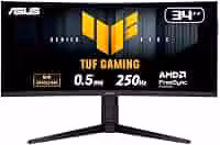Monitor Gamer Curvo ASUS TUF 34'', WQHD, 250Hz, 0.5ms, Fast VA, FreeSync Premium, Altura Ajustável, Som Integrado, Preto - VG34WQML5A