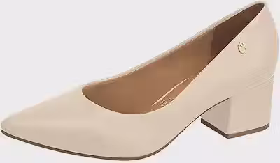Scarpin Feminino Salto Bloco Pelica Creme Vizzano 1220.315